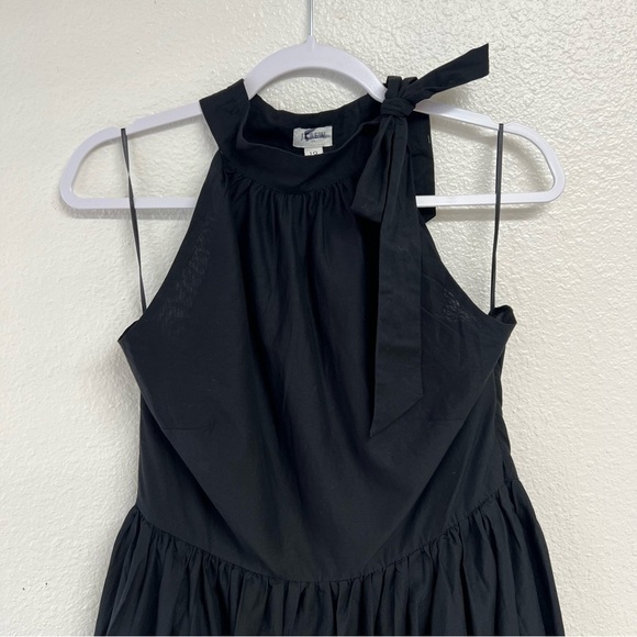 J. Crew Factory Tie-neck Midi Dress Eyelet Trim in Black Size 10 NWT - Picture 6 of 12